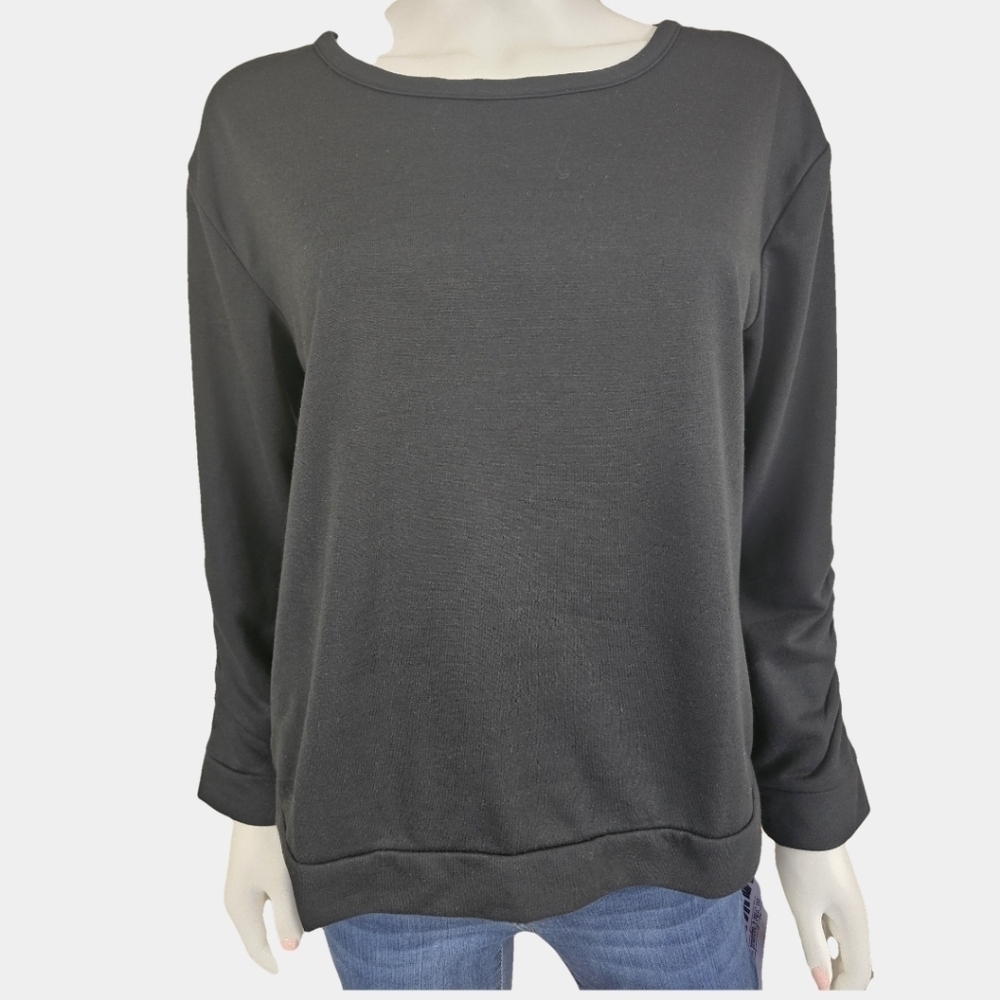 Muk Luks Long Ruched Sleeve Pullover Sweatshirt Size PM